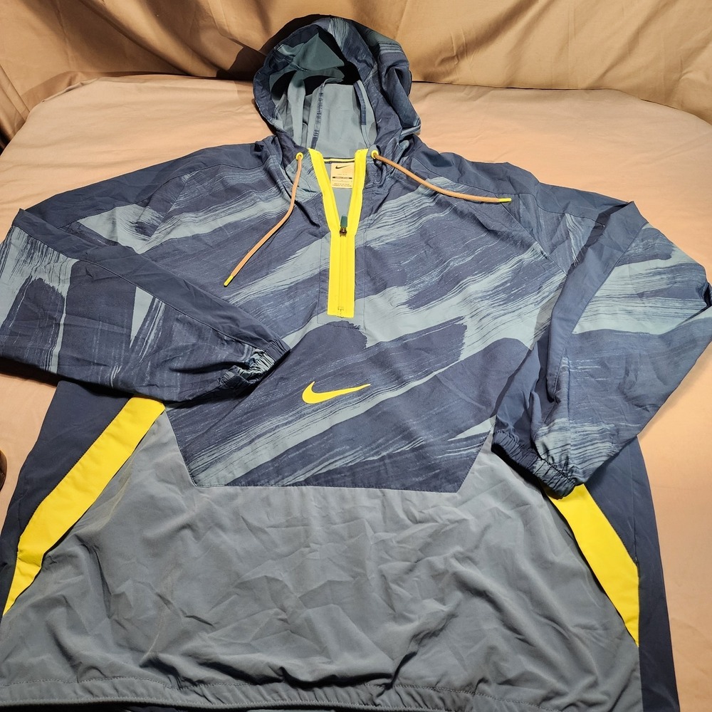 Nike Pullover Windbreaker Jacket Large 1/4 Zip Blue Lightweight